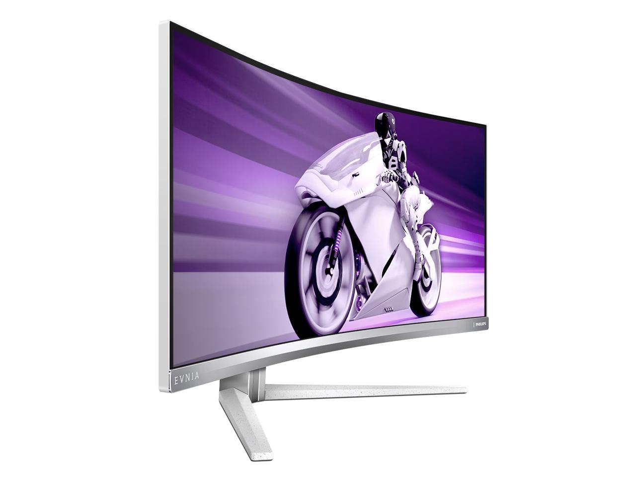 PHILIPS 34" 175 Hz QD-OLED WQHD Gaming Monitor 3440 x 1440 (2K) Color gamut (min.): DCI-P3: 99.3%* Color gamut (typical): NTSC 121.3%*, sRGB 148.8%*, Adobe RGB 97.8%* HDMI, DisplayPort, USB, Audio Evnia 8000 34M2C8600 2