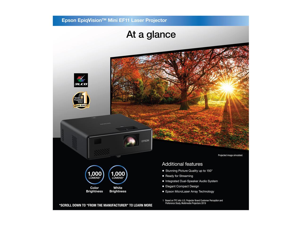 Epson EpiqVision Mini EF11 Laser Projector, 3LCD, Portable, Full HD 1080p, 150-inch Home Entertainment 2