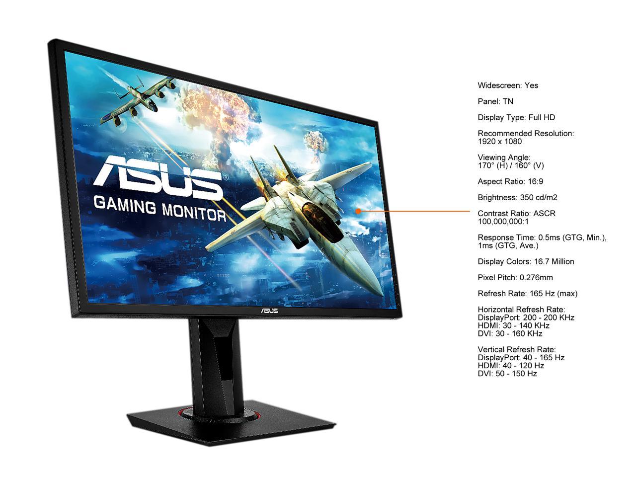 ASUS VG248QG 24" Full HD 1920 x 1080 0.5ms 165Hz(overclockable) Gaming Monitor, G-SYNC Compatible, Adaptive-Sync, ASUS Eye Care with Ultra Low-blue Light & Flicker-Free Technology 4