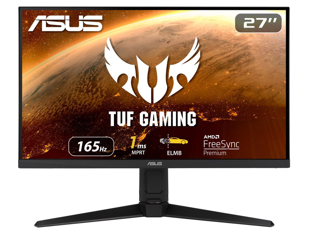 ASUS TUF Gaming VG279QL1A 27" HDR Gaming Monitor, 1080P Full HD, 165Hz (Supports 144Hz), IPS, 1ms, FreeSync Premium, DisplayHDR 400, Extreme Low Motion Blur, Eye Care, 2x HDMI, DisplayPort, Height Adjustable 1