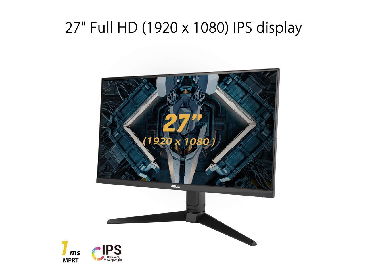 ASUS TUF Gaming VG279QL1A 27" HDR Gaming Monitor, 1080P Full HD, 165Hz (Supports 144Hz), IPS, 1ms, FreeSync Premium, DisplayHDR 400, Extreme Low Motion Blur, Eye Care, 2x HDMI, DisplayPort, Height Adjustable 2