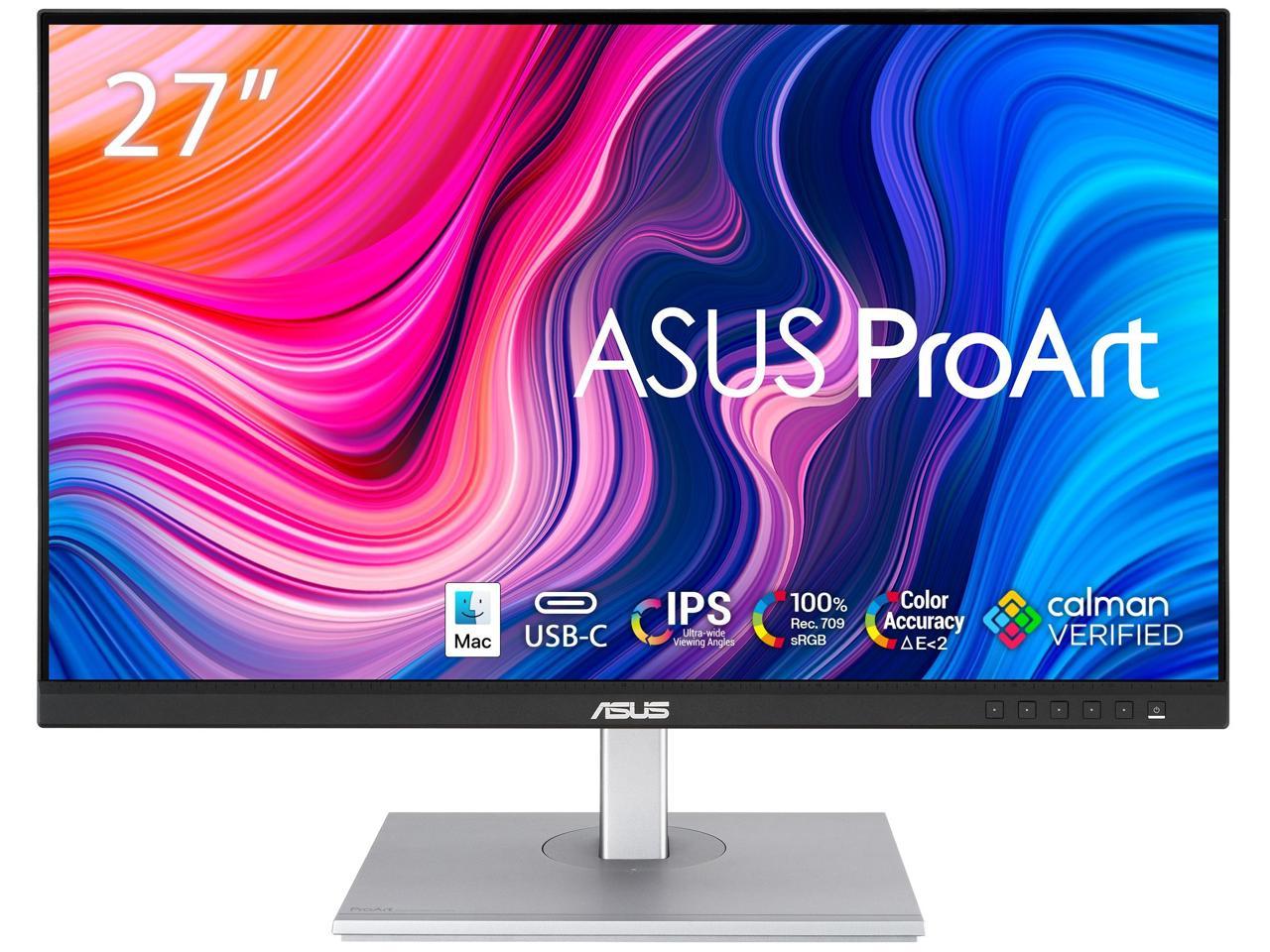 ASUS ProArt Display 27" 1440P Monitor (PA278CV) - QHD (2560 x 1440), IPS, 100% sRGB/Rec. 709, Delta E < 2, Calman Verified, USB Hub, USB-C, DisplayPort Daisy-Chaining, HDMI, Eye Care, Height Adjustable 2