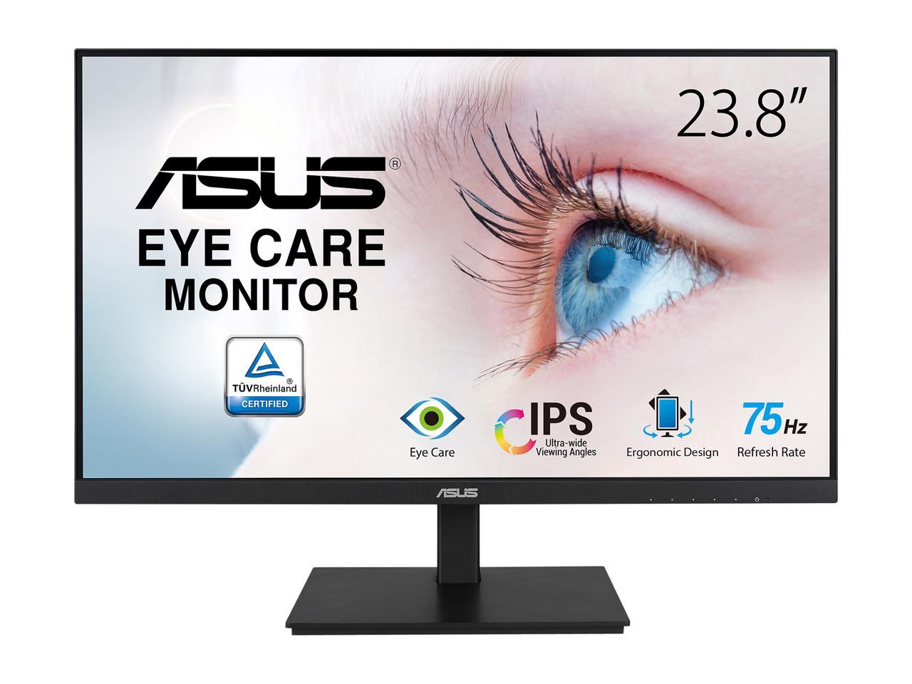 ASUS 24" 75Hz IPS Full HD monitor Adaptive-Sync, 1920 x 1080, Low Blue Light, Flicker Free, Speakers, VESA, Frameless, HDMI, DisplayPort, VGA, USB Hub, Height Adjustable VA24DQSB (23.8" Viewable) 2