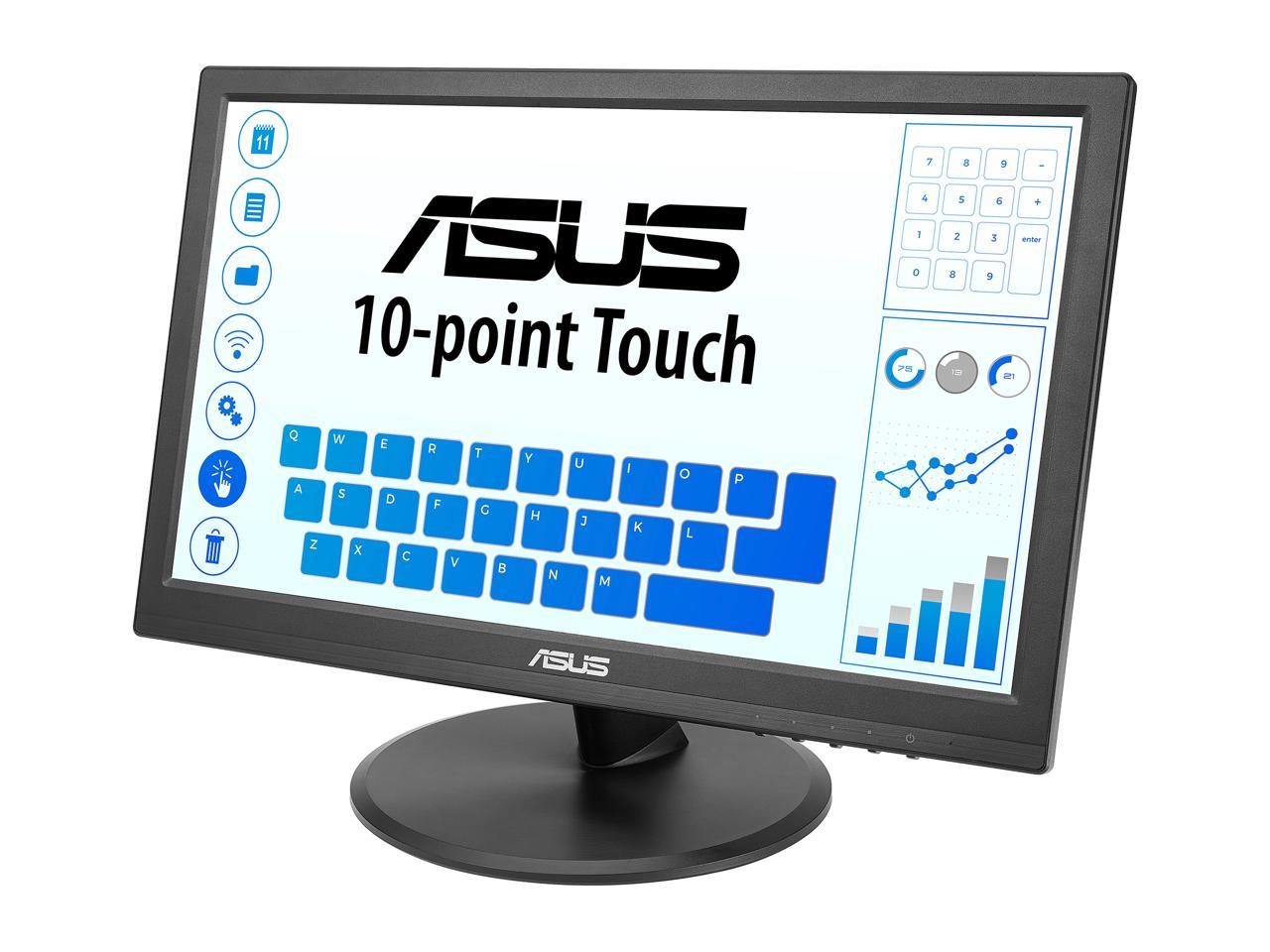 ASUS 15.6" Touch Monitor (VT168HR) - WXGA (1366 x 768), 10-point Touchscreen, Flicker free, Low Blue Light, Eye Care, VESA Mountable, VGA, HDMI, Tilt 4