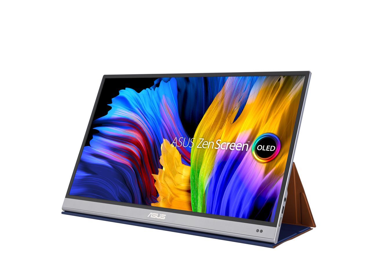 ASUS ZenScreen OLED MQ16AH Portable Monitor - 15.6-inch FHD (1920 x 1080), OLED, 100% DCI-P3, 1 ms Response Time, Delta E < 2, HDR-10, USB Type-C, Mini HDMI, Proximity Sensor, Smart Case, Flicker Free, Low Blue Light 2