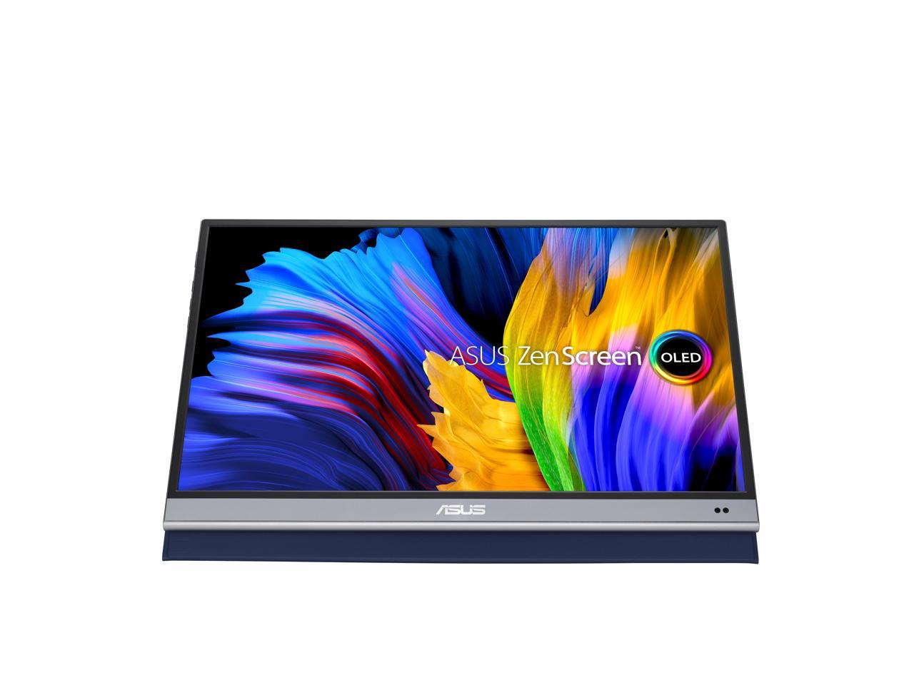 ASUS ZenScreen OLED MQ16AH Portable Monitor - 15.6-inch FHD (1920 x 1080), OLED, 100% DCI-P3, 1 ms Response Time, Delta E < 2, HDR-10, USB Type-C, Mini HDMI, Proximity Sensor, Smart Case, Flicker Free, Low Blue Light 1