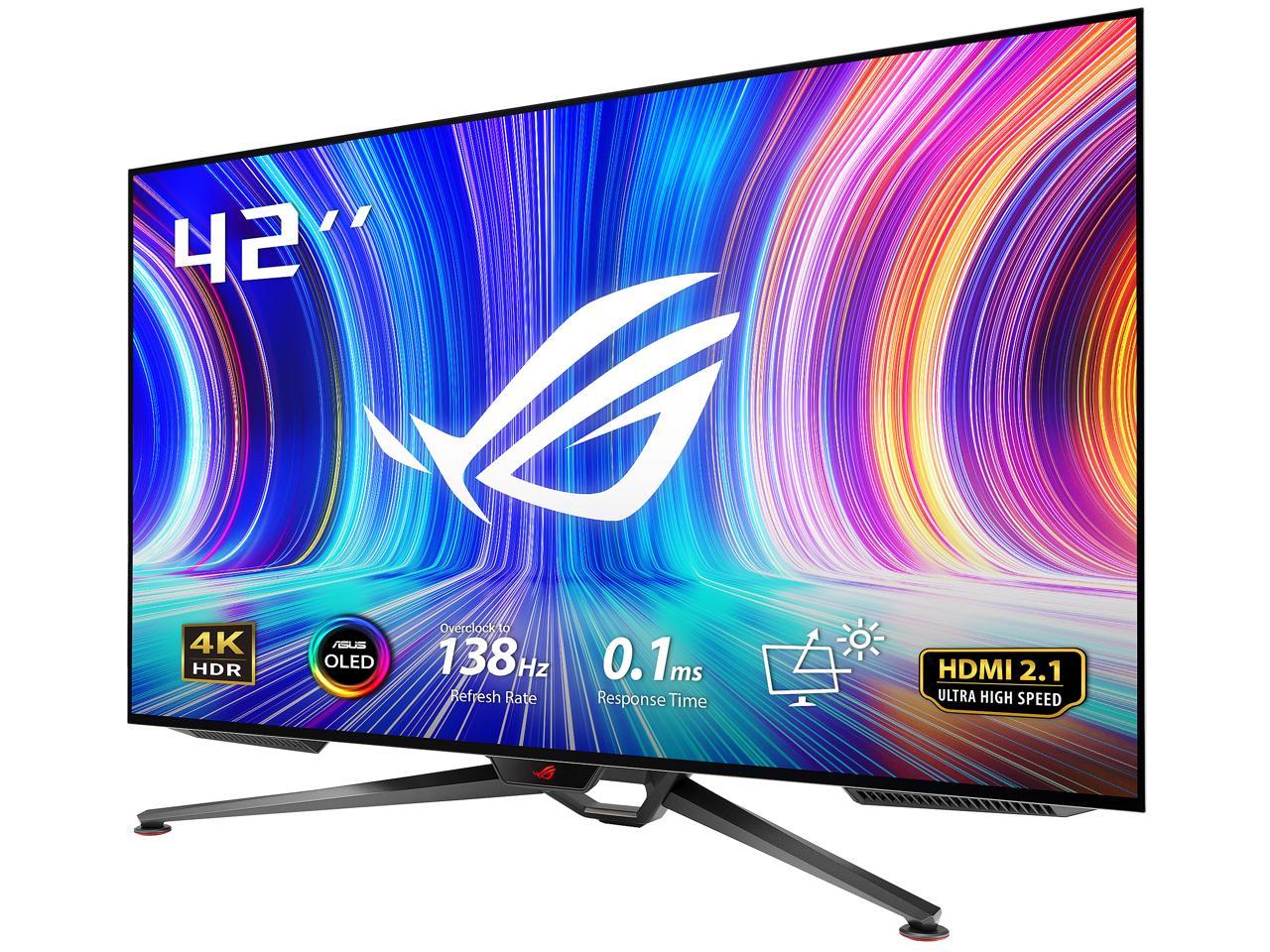 ASUS ROG Swift OLED PG42UQ Gaming Monitor - 41.5" 4K, OLED, 138Hz (Overclocked), 0.1 ms (GTG), G-SYNC Compatible, Custom Heatsink, 98% DCI-P3, True 10-bit, HDMI 2.1, DisplayPort 1.4 4