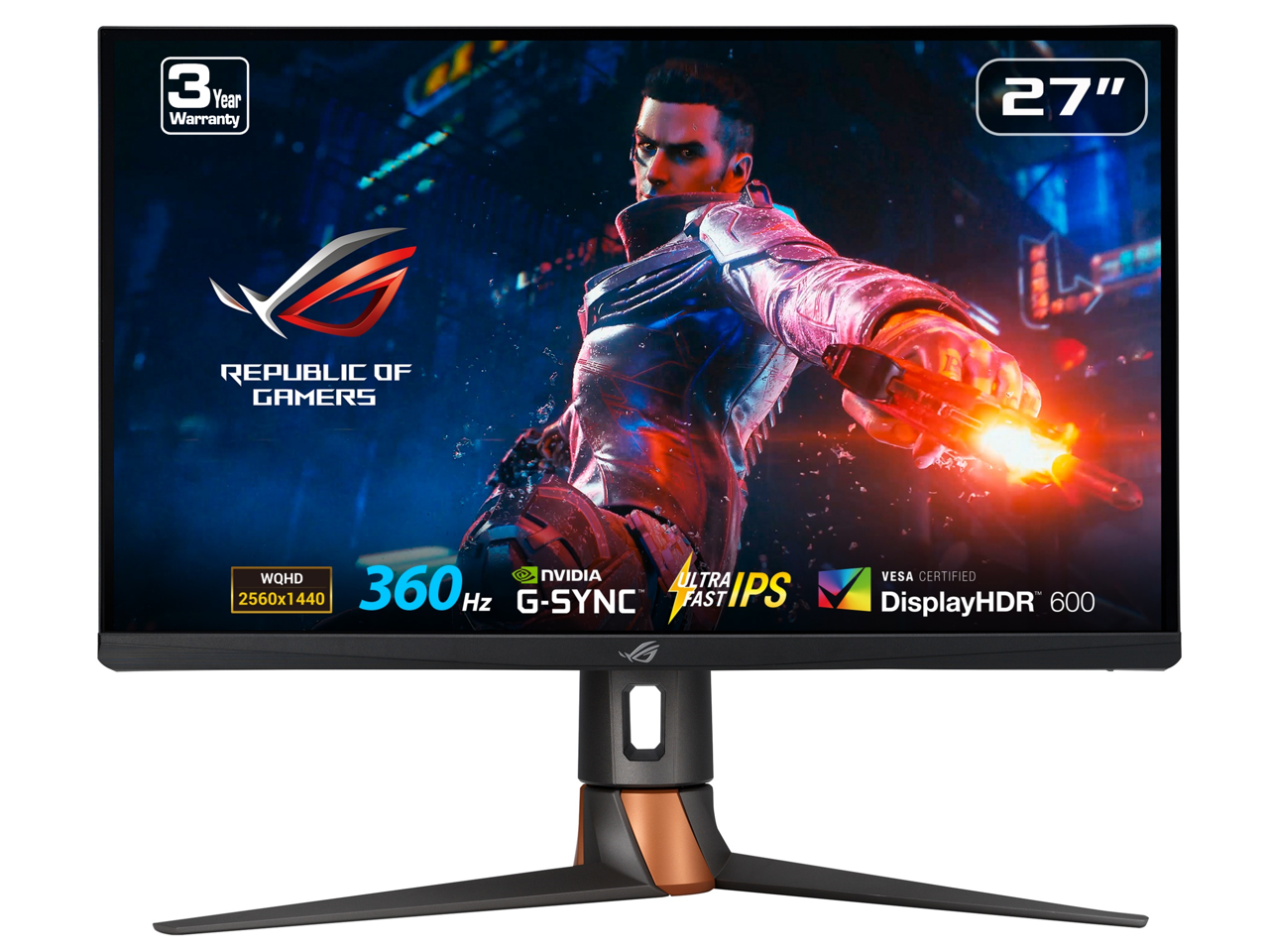 ASUS PG27AQN 27" WQHD 1440P IPS 360Hz ROG Swift HDR 1ms, G-SYNC, NVIDIA Reflex Latency Analyzer, Height Adjustable, DisplayPort, USB Gaming Monitor 1