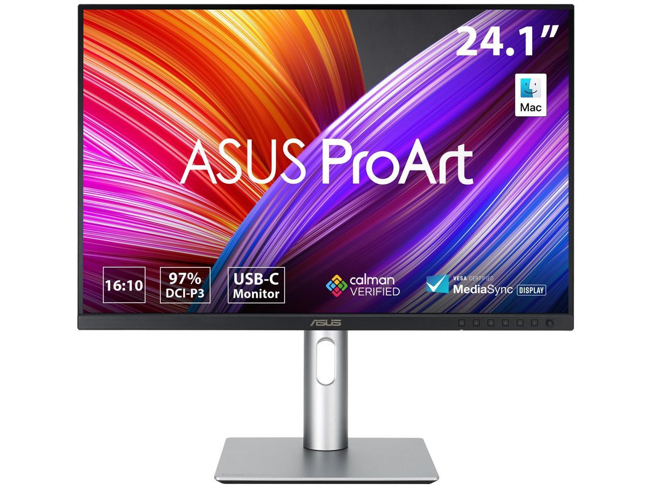 ASUS ProArt Display 24" (24.1" viewable) 16:10 HDR Professional Monitor (PA248CRV) - IPS, (1920 x 1200), 97% DCI-P3,  Delta E < 2, Calman Verified, USB-C PD 96W, DisplayPort, Daisy-Chain, Height Adjustable 2