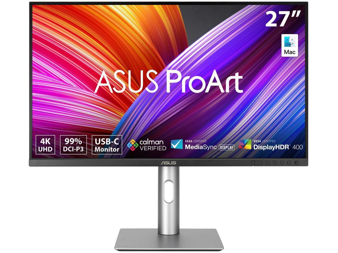 ASUS ProArt Display 27" 4K HDR Professional Monitor (PA279CRV) - IPS, UHD (3840 x 2160), 99% DCI-P3/Adobe RGB, Delta E < 2, Calman Verified, USB-C PD 96W, DisplayPort, Daisy-Chain, Height Adjustable 2