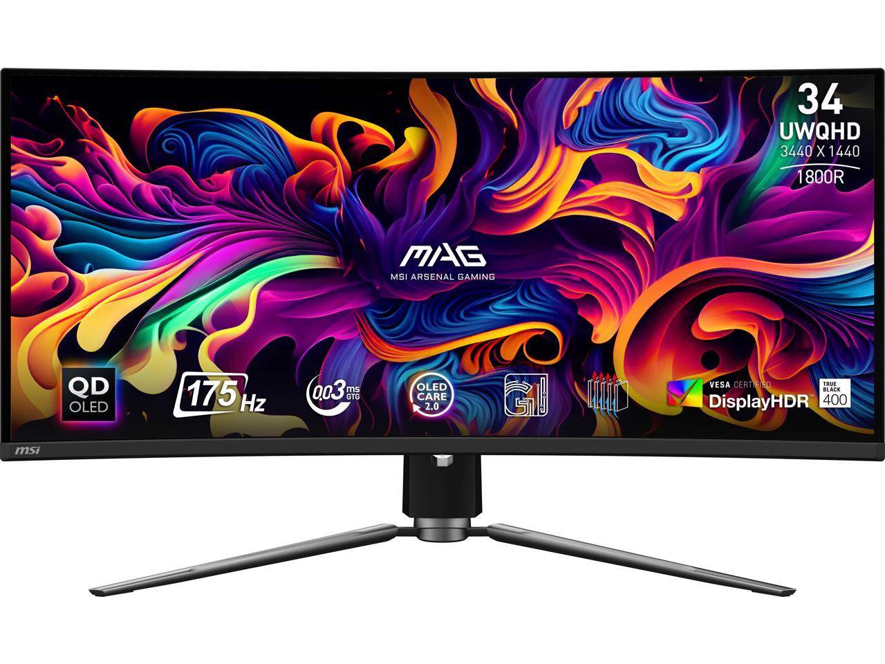 MSI 34" 175 Hz QD-OLED UWQHD Curved Gaming Monitor 3440 x 1440 (2K) MAG 341CQP QD-OLED 1