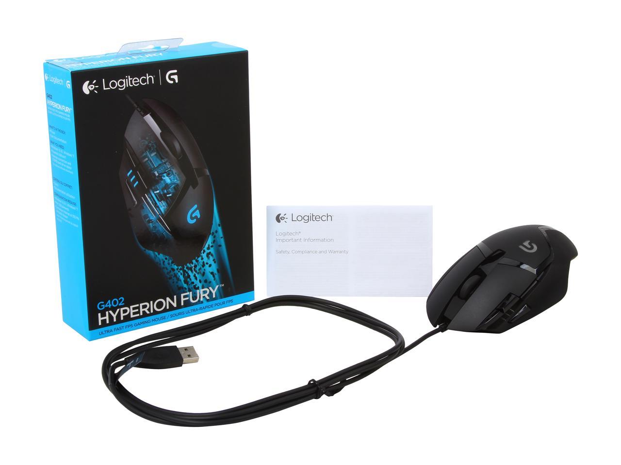 Logitech G402 910-004069 Black Wired Optical Hyperion Fury FPS Gaming Mouse with High Speed Fusion Engine 5