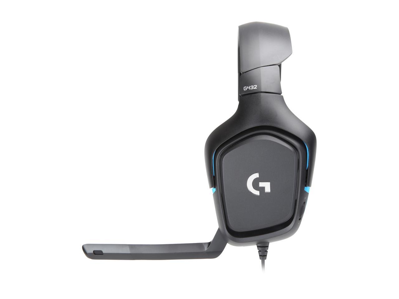 Logitech G432 Wired Gaming Headset, 7.1 Surround Sound, DTS Headphone:X 2.0, Flip-to-Mute Mic, PC (Leatherette) Black/Blue 1