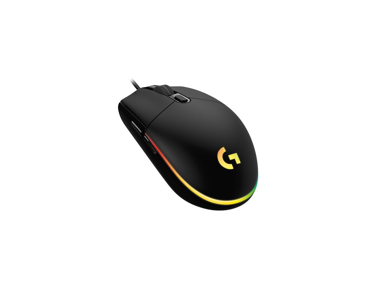 Logitech G203 Wired Gaming Mouse, 8,000 DPI, Rainbow Optical Effect LIGHTSYNC RGB, 6 Programmable Buttons, On-Board Memory, Screen Mapping, PC/Mac Computer and Laptop Compatible - Black 1