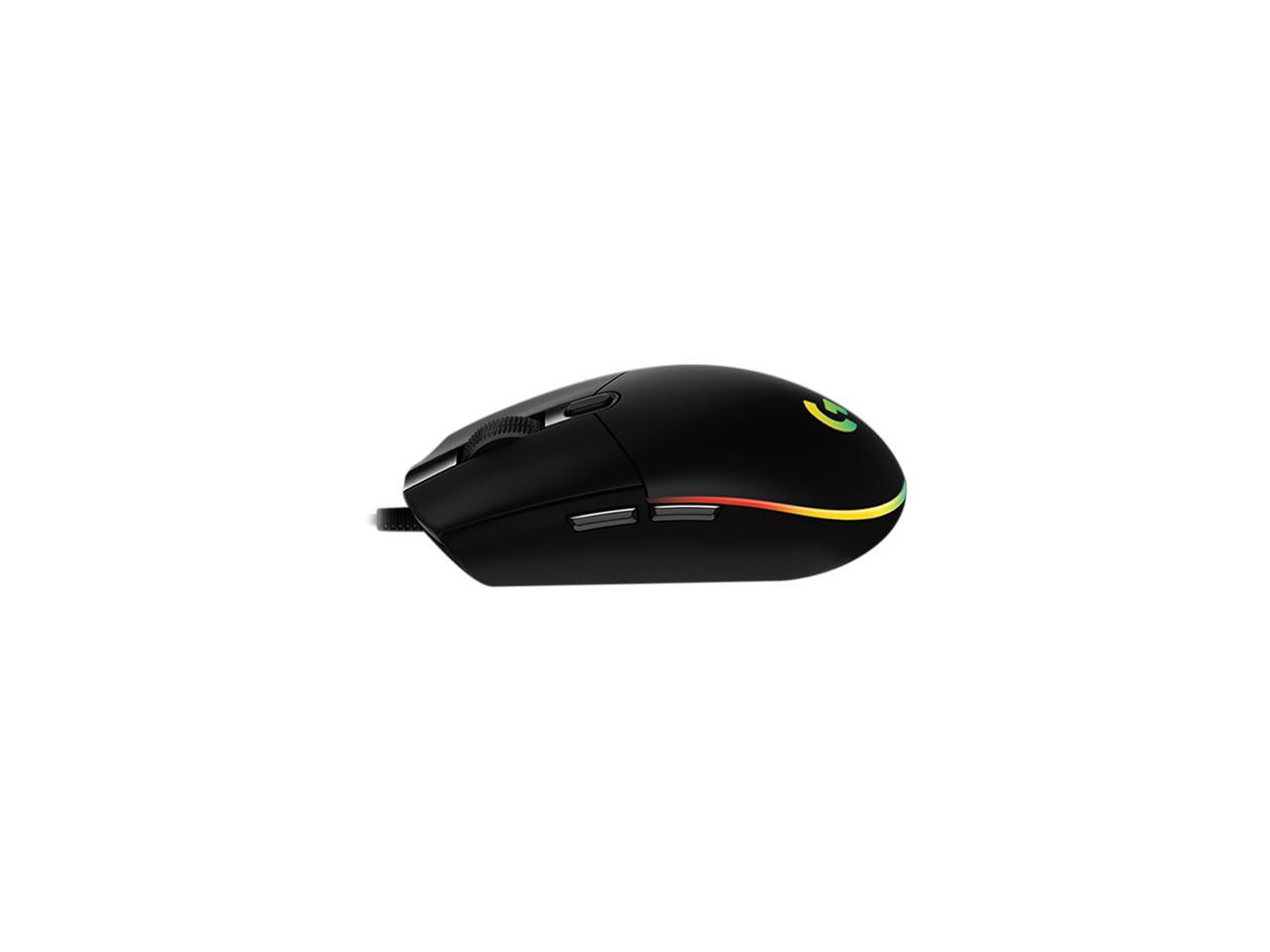 Logitech G203 Wired Gaming Mouse, 8,000 DPI, Rainbow Optical Effect LIGHTSYNC RGB, 6 Programmable Buttons, On-Board Memory, Screen Mapping, PC/Mac Computer and Laptop Compatible - Black 2