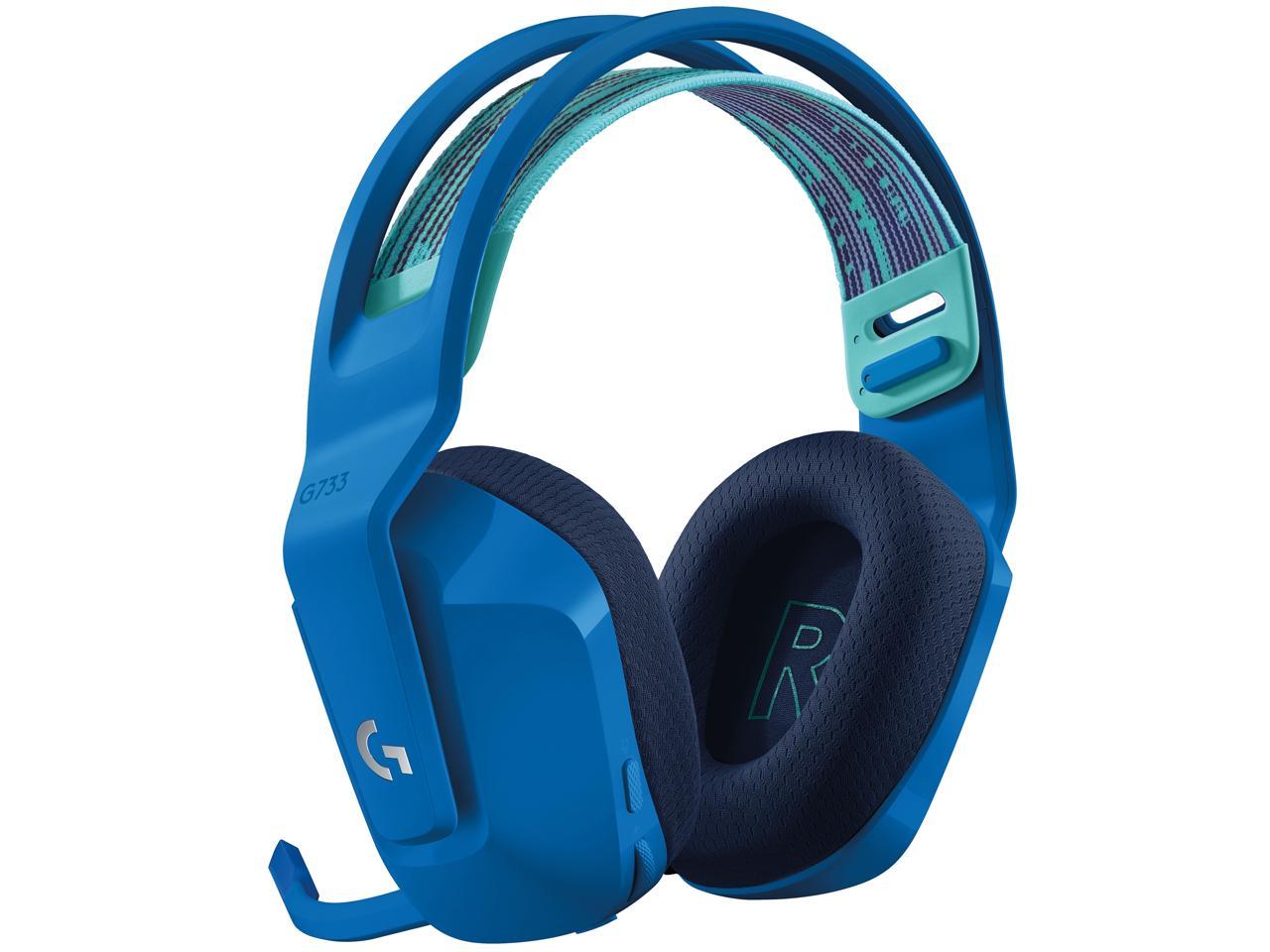 Logitech G733 LIGHTSPEED Wireless Gaming Headset with suspension headband, LIGHTSYNC RGB, Blue VO!CE mic technology and PRO-G audio drivers - Blue 1