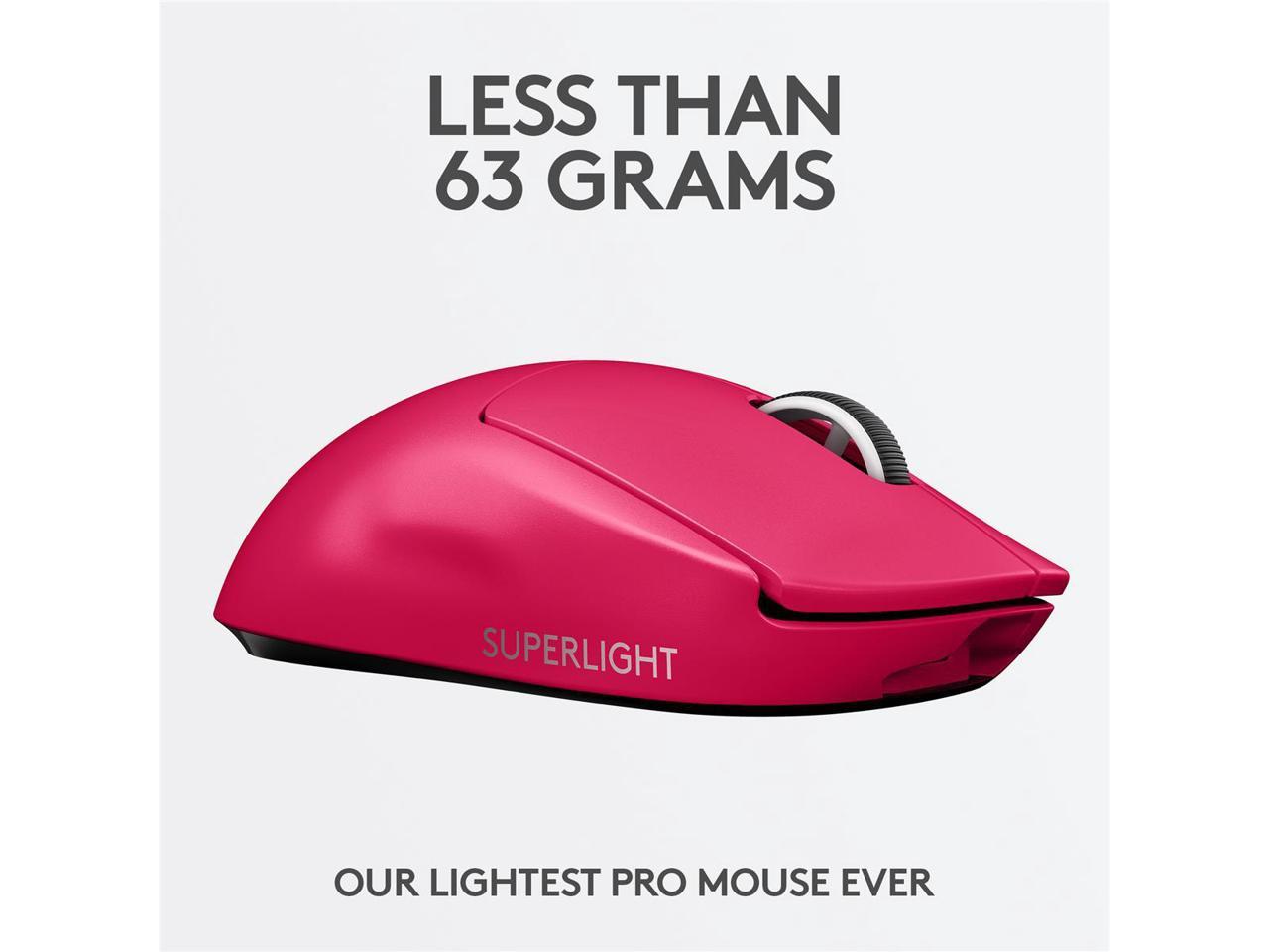 Logitech G PRO X SUPERLIGHT Wireless Gaming Mouse, Ultra-Lightweight, HERO 25K Sensor, 25,600 DPI, 5 Programmable Buttons, Long Battery Life, Compatible with PC / Mac - Magenta 2