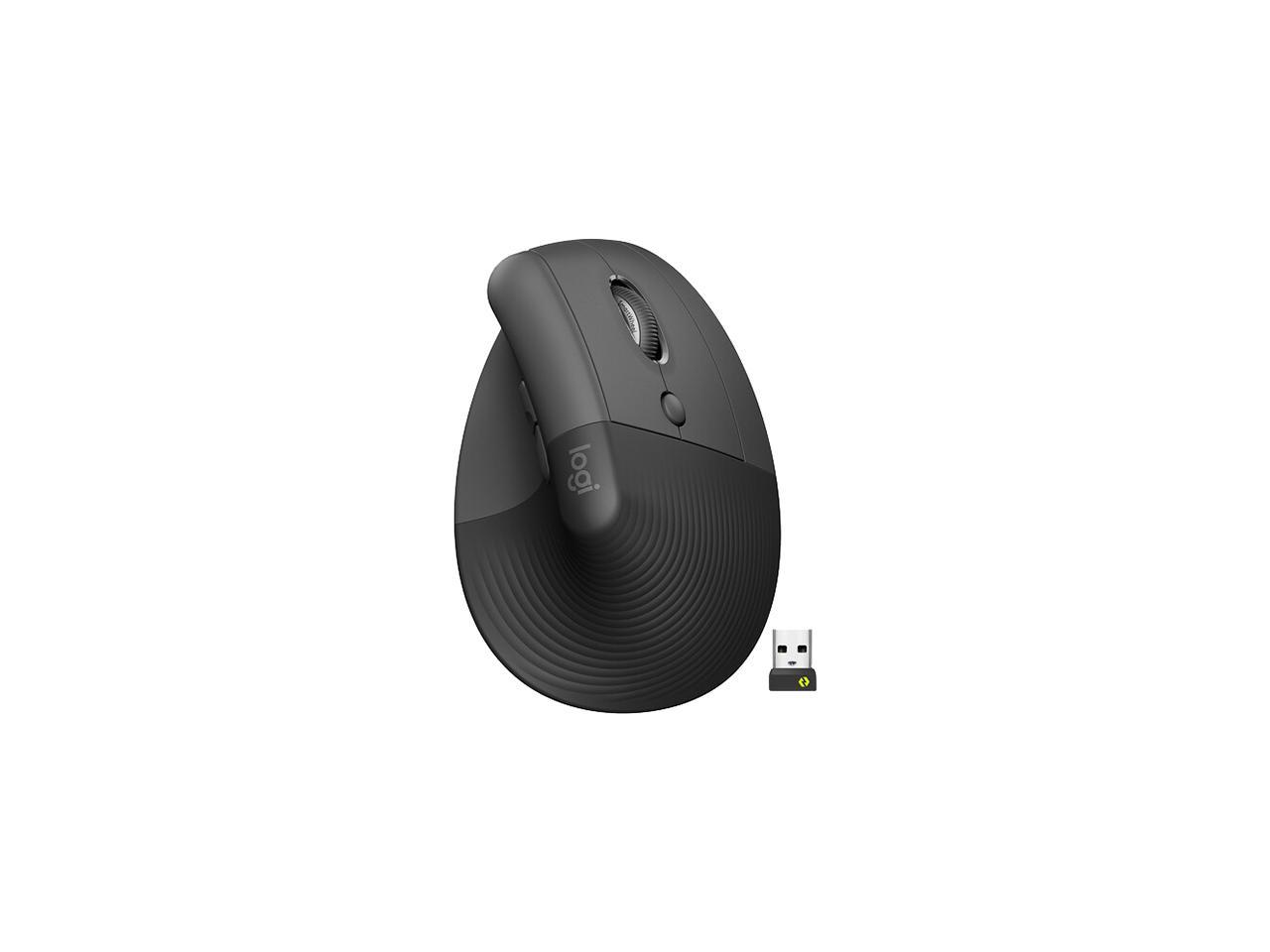 Logitech Lift Vertical Ergonomic Mouse, Wireless, Bluetooth or Logi Bolt USB receiver, Quiet clicks, 4 buttons, compatible with Windows/macOS/iPadOS, Laptop, PC - Graphite 1