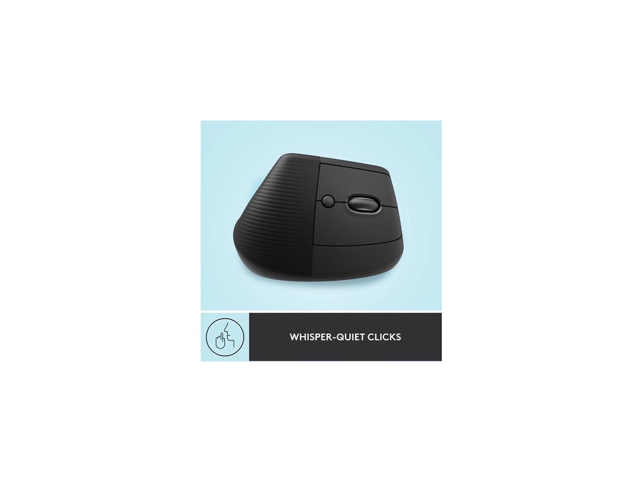 Logitech Lift Vertical Ergonomic Mouse, Wireless, Bluetooth or Logi Bolt USB receiver, Quiet clicks, 4 buttons, compatible with Windows/macOS/iPadOS, Laptop, PC - Graphite 5