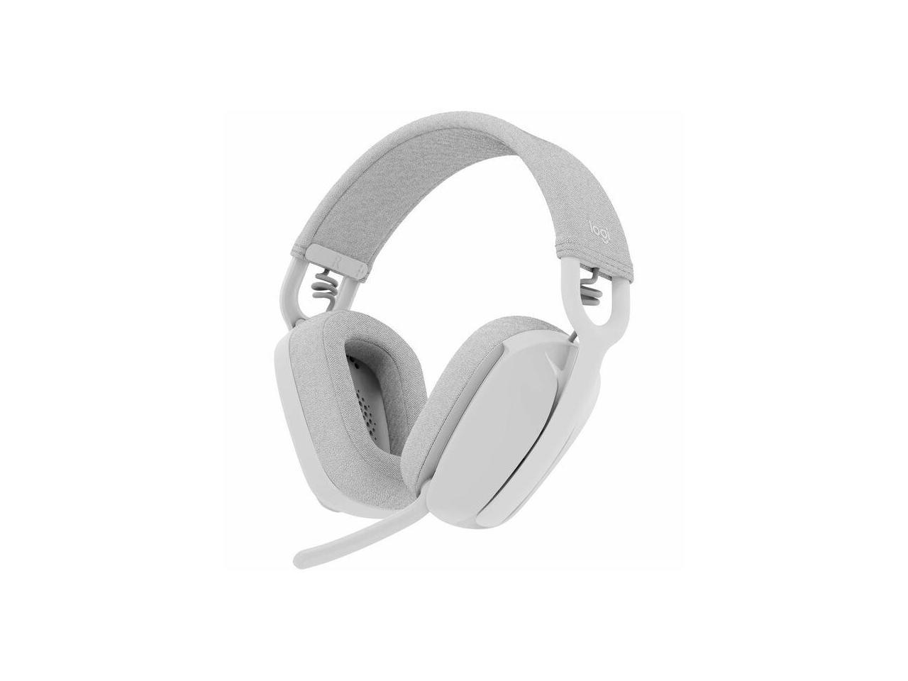 Logitech Zone Vibe 100 Lightweight Wireless Over Ear Headphones with Noise Canceling Microphone, Advanced Multipoint Bluetooth Headset, Works with Teams, Google Meet, Zoom, Mac/PC - Off White 1