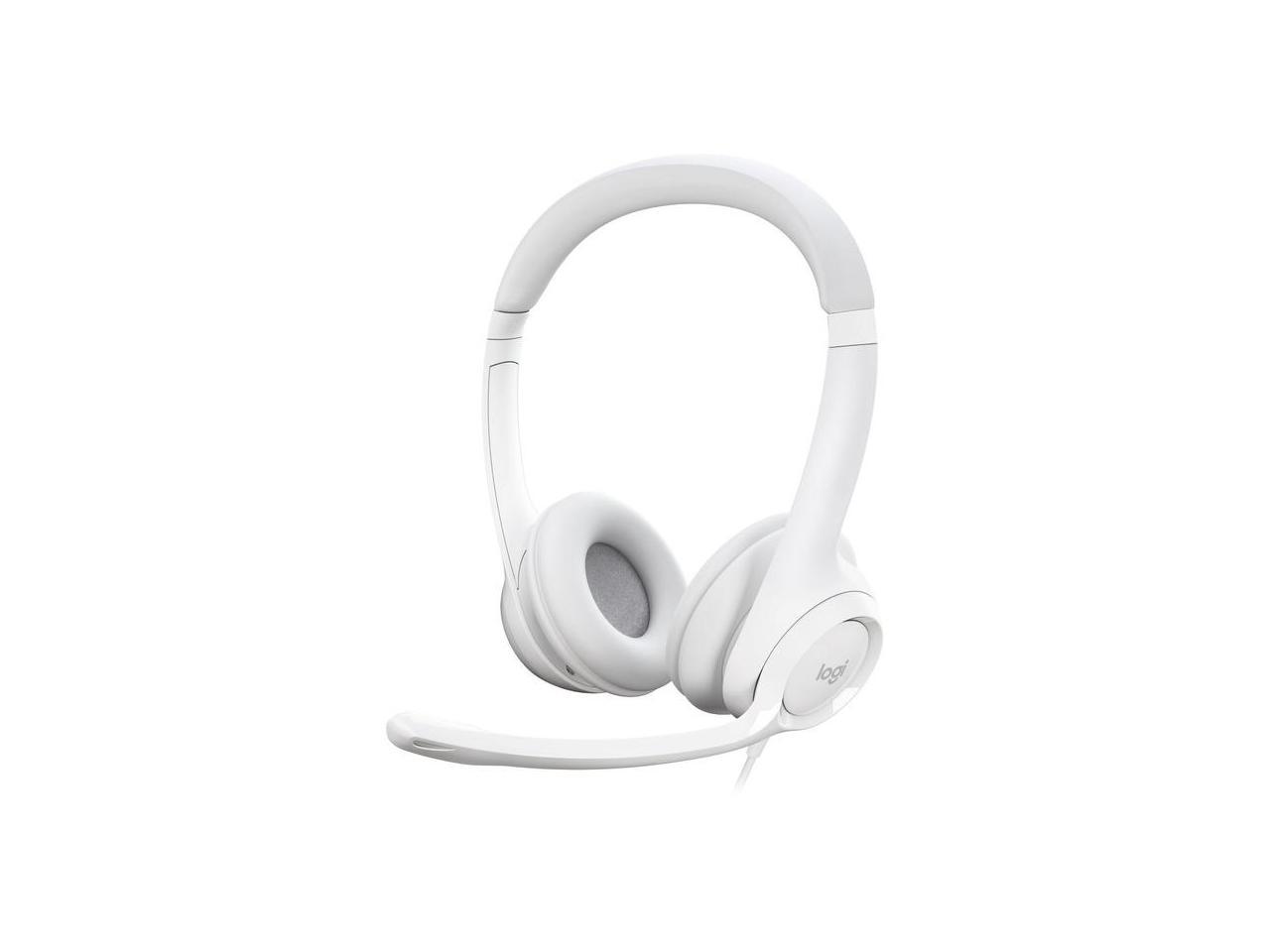 Logitech H390 Wired Headset for PC/Laptop, Stereo Headphones with Noise Cancelling Microphone, USB-A, In-Line Controls, off white 1