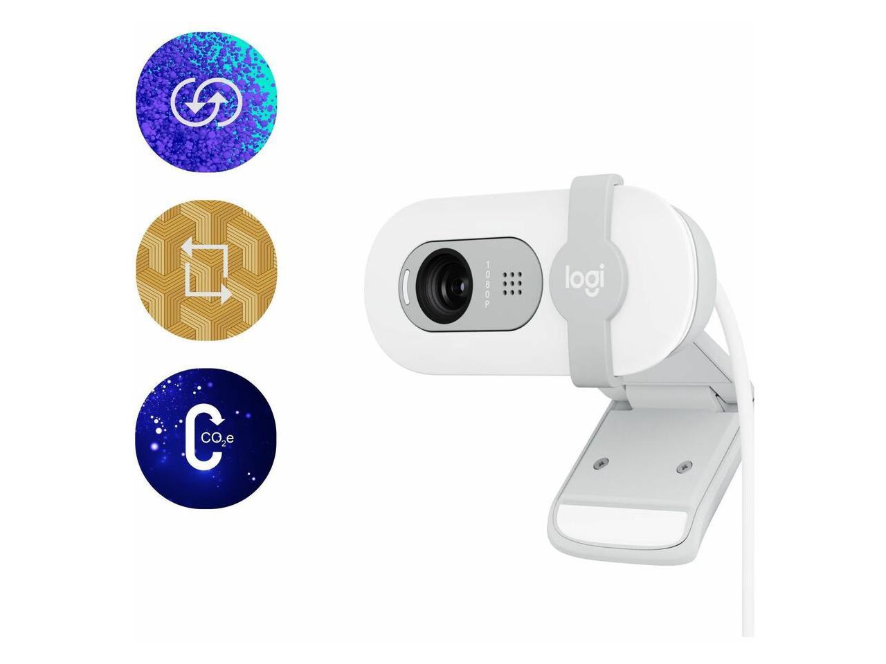 Logitech BRIO 100 Webcam - 2 Megapixel - Off White - USB Type A - Fixed Focus - 58° Angle - Microphone - macOS, Windows  960-001616 3