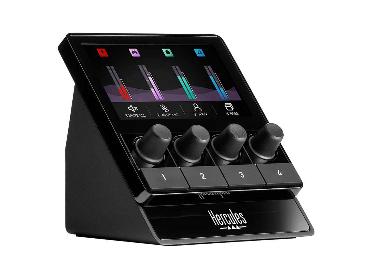 Hercules Stream 100, Audio Mixer for Content Creators, Streaming, and Gaming, Up to 8 Tracks, LCD Screen, High Resolution Encoders, 4 Actions Buttons and Customizable Interface.- Windows PC Only 1