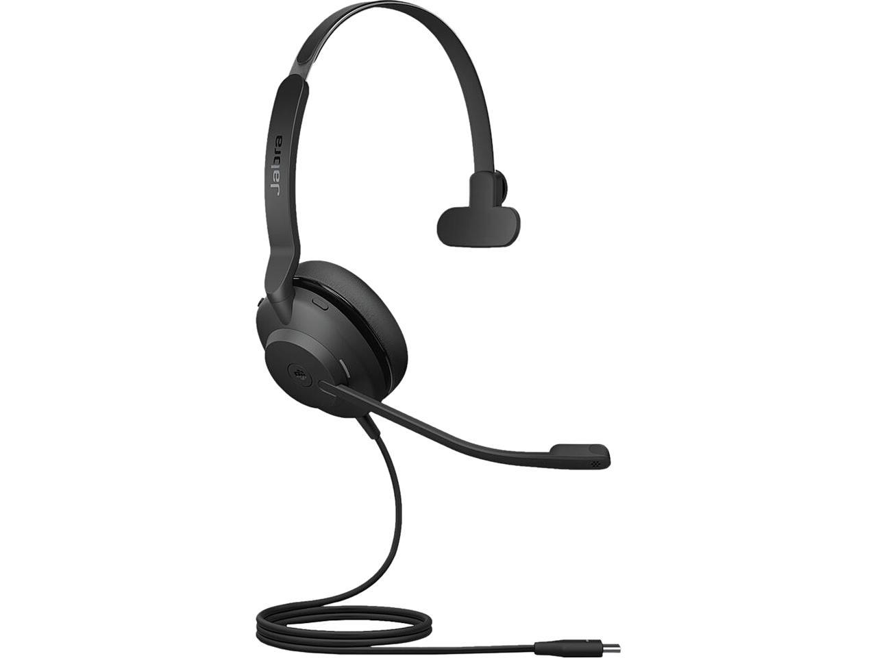 Jabra Evolve2 30 MS Wired Headset, USB-C, Mono, Black – Lightweight, Portable Telephone Headset with 2 Built-in Microphones – Work Headset with Superior Audio and Reliable Comfort 1