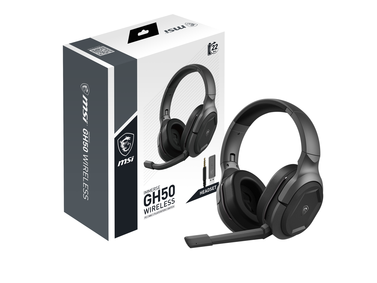 MSI IMMERSE GH50 WIRELESS Gaming Headset, 7.1 Surround Sound, Carrying Pouch Included, Black 1