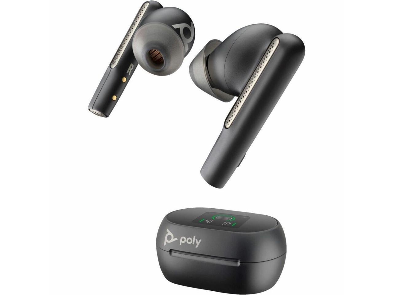 Poly Voyager Free 60+ UC Carbon Black Earbuds + BT700 USB-C Adapter + Touchscreen Charge Case 1