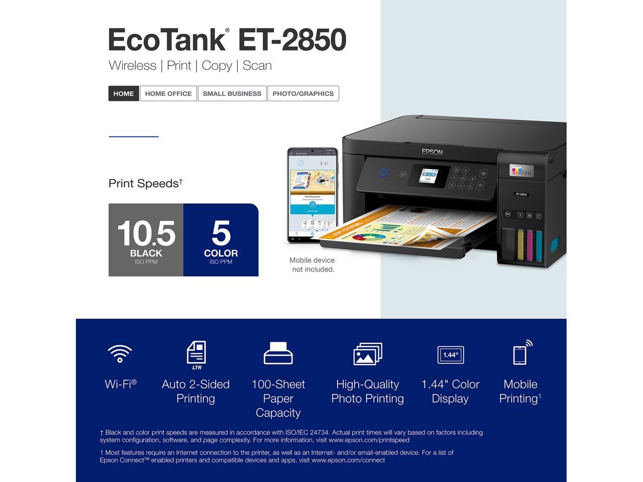 Epson EcoTank ET-2850 Black Wireless Color All-in-One Printer (C11CJ63201) 3