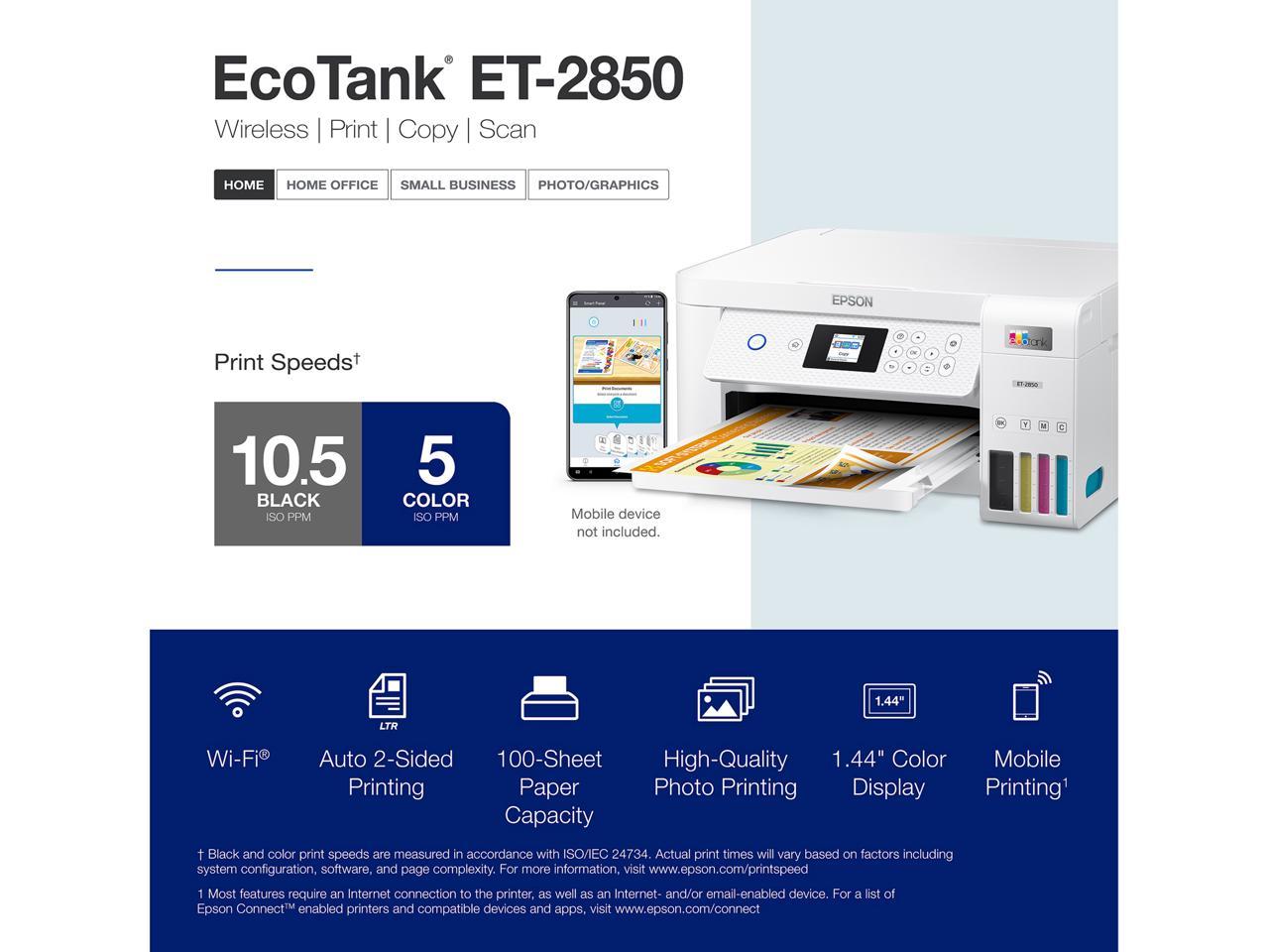 Epson EcoTank® ET-2850 White Wireless Color All-in-One Printer (C11CJ63202)Home Office 3