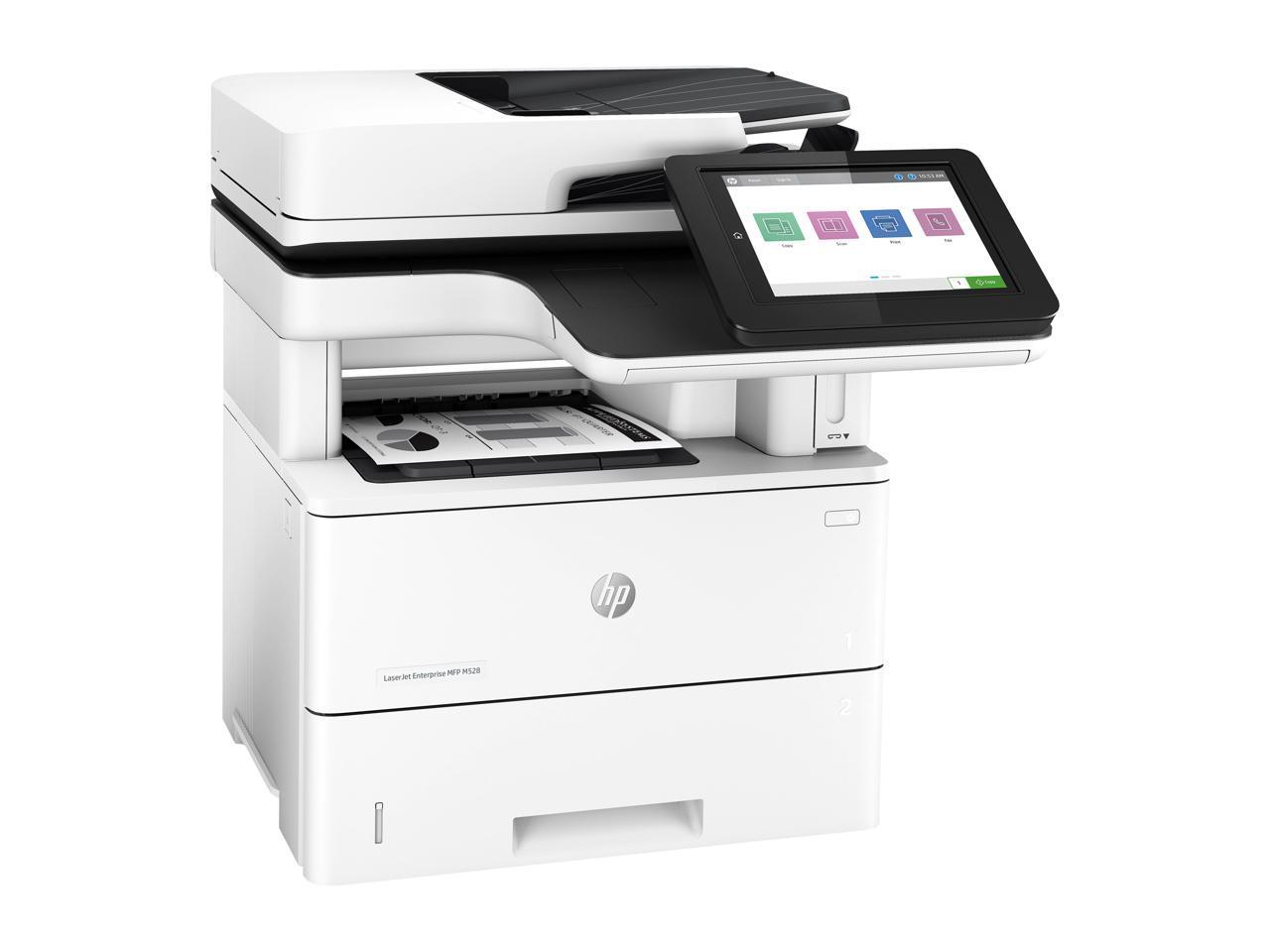 HP LaserJet Enterprise M528f MFP A4: Up to 43 ppm
Letter: Up to 45 ppm Monochrome Ethernet (RJ-45) / RJ-11 / USB Laser Printer 3