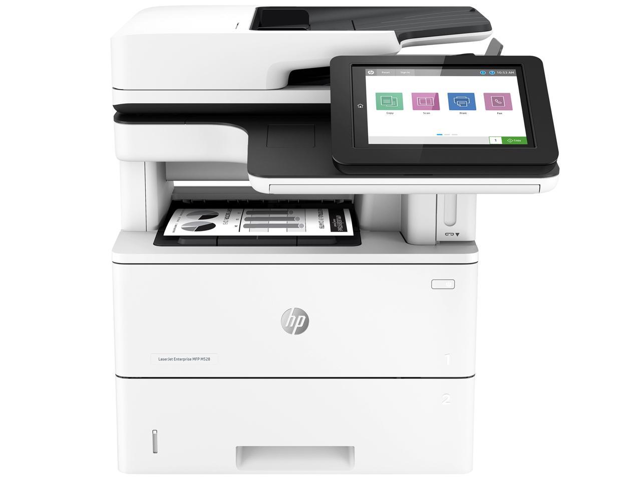 HP LaserJet Enterprise M528f MFP A4: Up to 43 ppm
Letter: Up to 45 ppm Monochrome Ethernet (RJ-45) / RJ-11 / USB Laser Printer 1