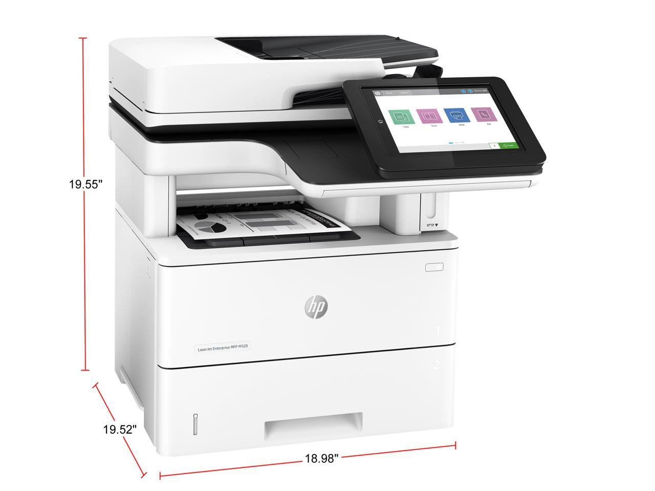 HP LaserJet Enterprise M528f MFP A4: Up to 43 ppm
Letter: Up to 45 ppm Monochrome Ethernet (RJ-45) / RJ-11 / USB Laser Printer 4