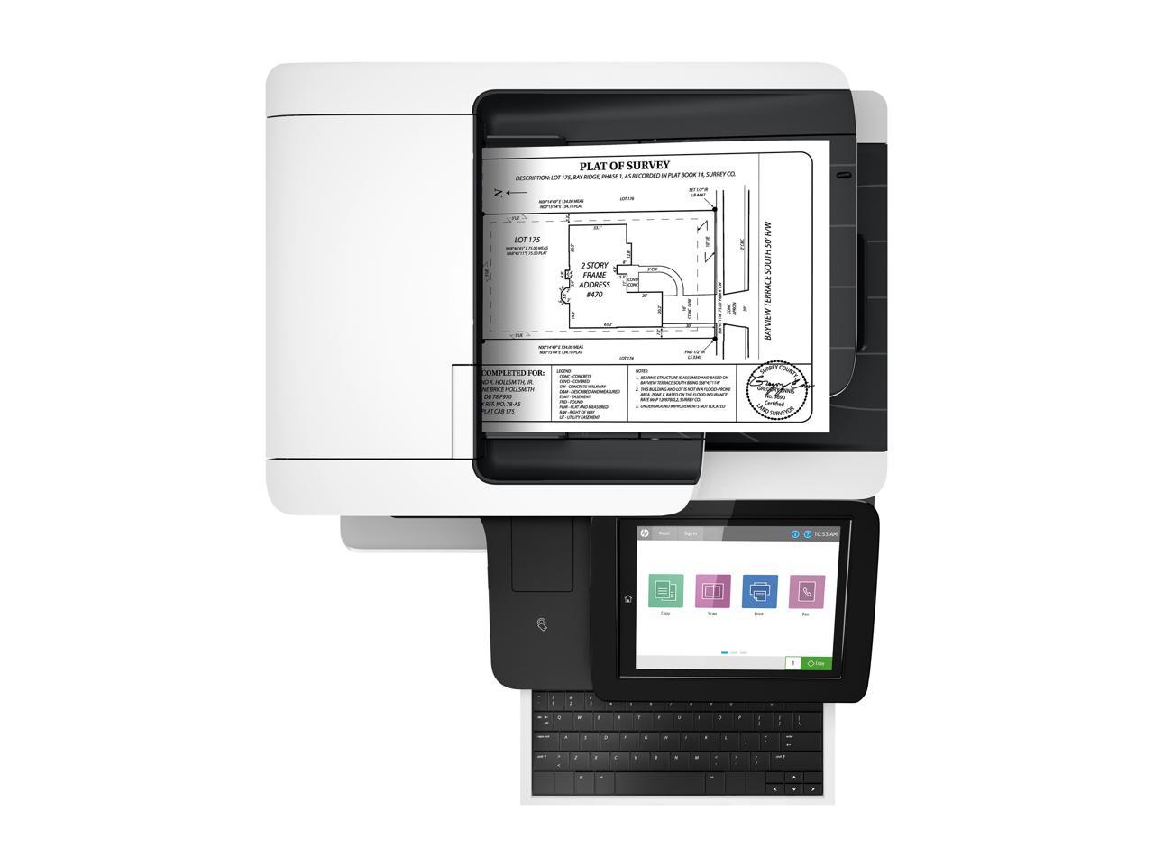 HP LaserJet Enterprise Flow M528c MFP Up to 45 ppm (ISO, letter)
Up to 36 ipm (duplex, letter) Monochrome Ethernet (RJ-45) / RJ-11 / USB Laser Printer 5