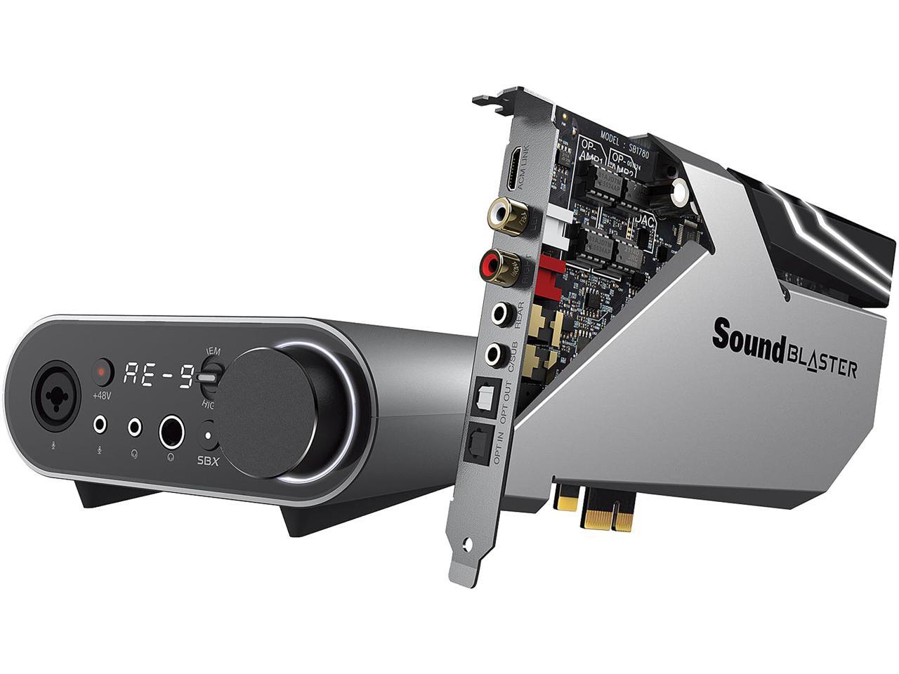 Creative Sound Blaster AE-9 5.1 surround channels, and up to 7.1 virtual surround channels Channels 32-bit 384 KHz PCI Express x1 Interface Sound Card 1