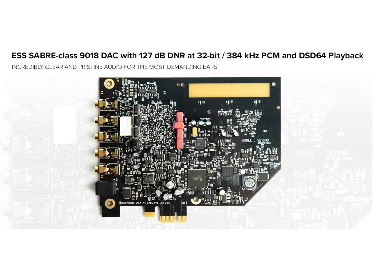 Creative Sound Blaster AE-7 Hi-Res Internal PCIe Sound Card, Quad-Core Processor, 127dB DNR ESS SABRE-class 9018 DAC, Xamp Discrete Custom Bi-amp, Discrete 5.1/Virtual 7.1, Dolby, DTS Encoding (Black) 4