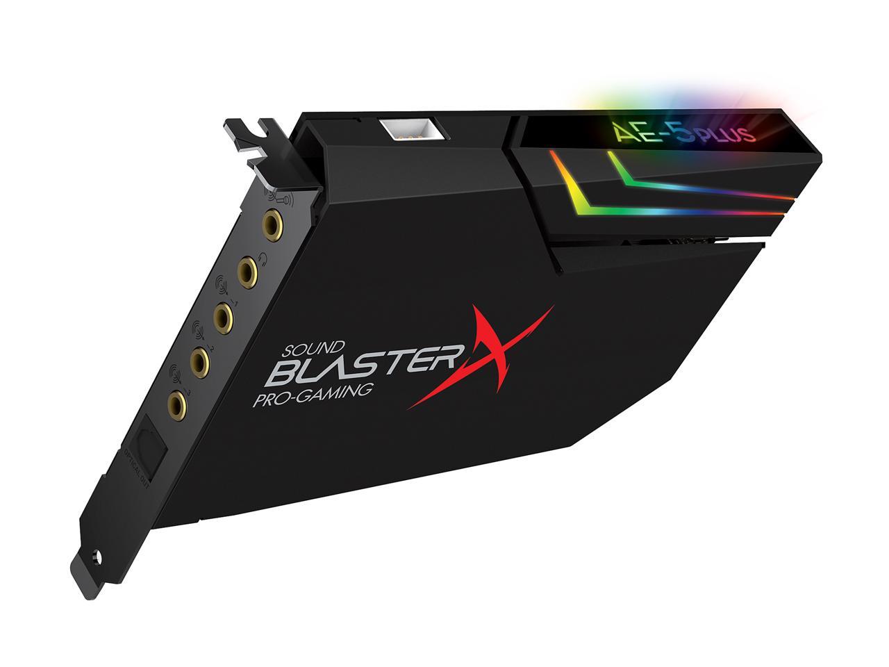 Creative Sound BlasterX AE-5 Plus SABRE32-class Hi-res 32-bit/384 kHz PCIe Gaming Sound Card and DAC with Dolby Digital and DTS, Xamp Discrete Headphone Bi-amp, Up to 122dB SNR, RGB Lighting System 3