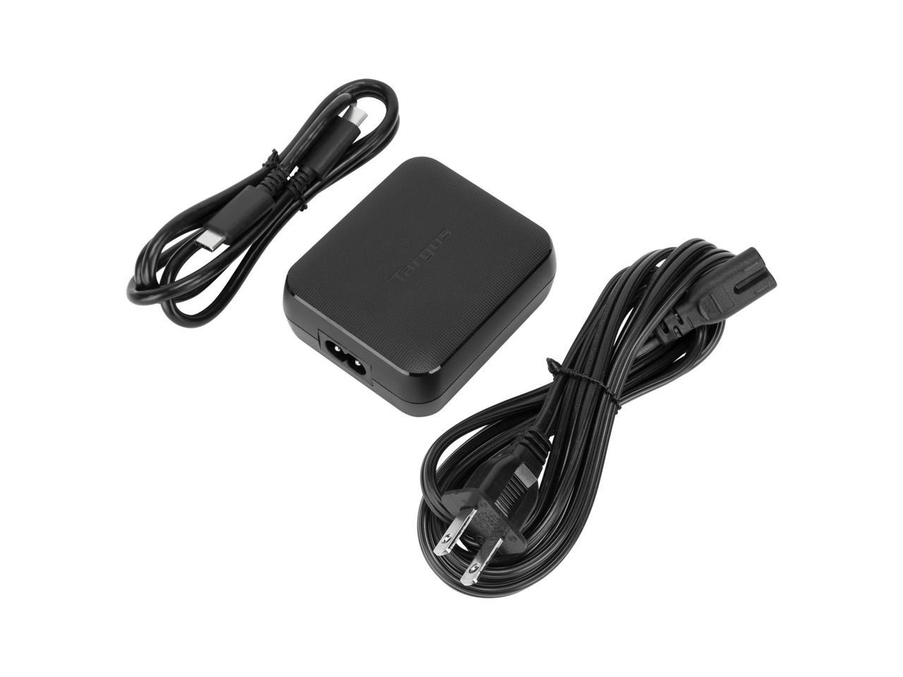 Targus 65W USB-C/USB-A Charger - 65 W - 120 V AC, 230 V AC Input - 5 V DC/3 A, 9 V DC, 12 V DC, 15 V DC, 20 V DC Output - Black - APA104BT 4