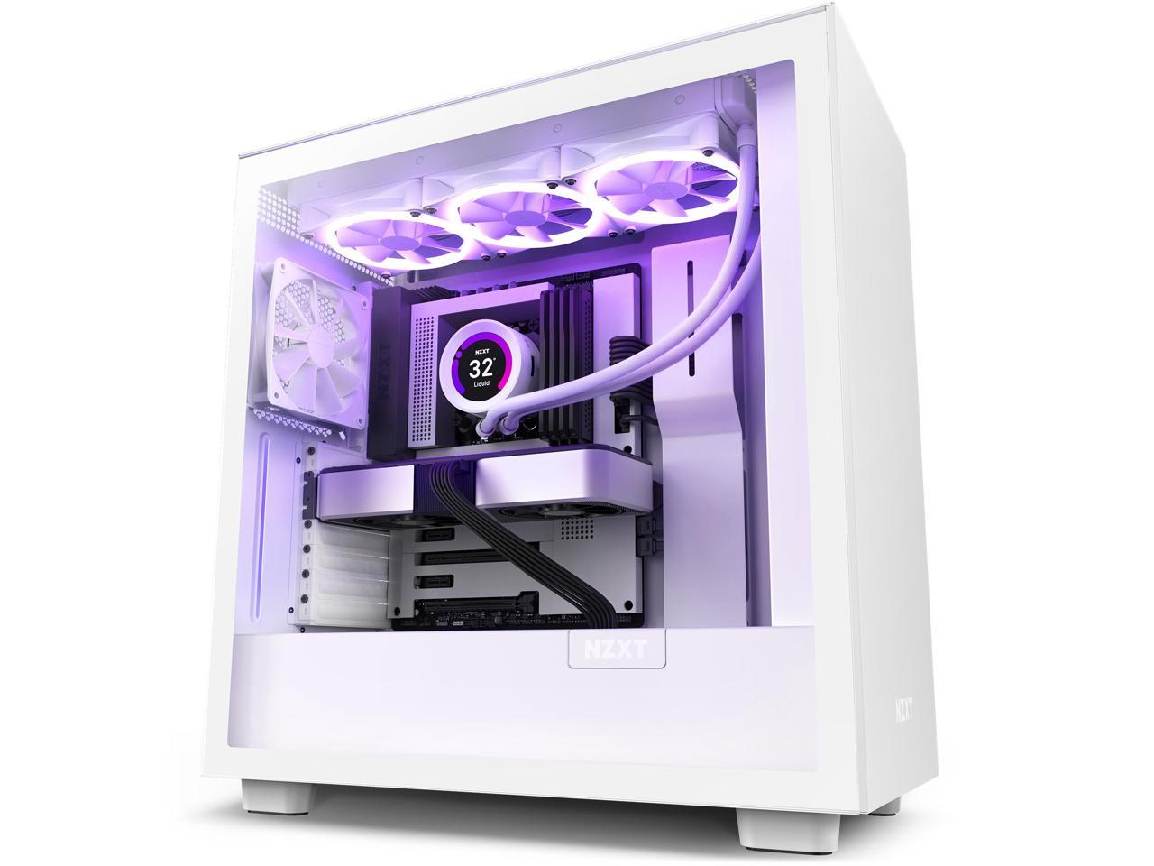 NZXT H7 - Mid-Tower PC Gaming Case - Tempered Glass - Enhanced Cable Management  - White 3