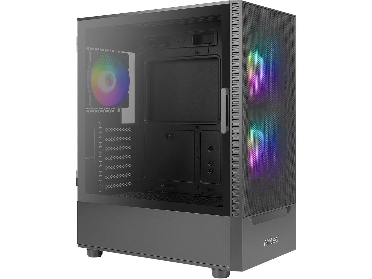 Antec NX Series NX410, 2 x 140mm & 1 x 120mm ARGB Fans Included, 360mm Radiator Support, Mesh Front Panel & Swing-Open Tempered Glass Side Panel ATX Mid-Tower Gaming Case 1