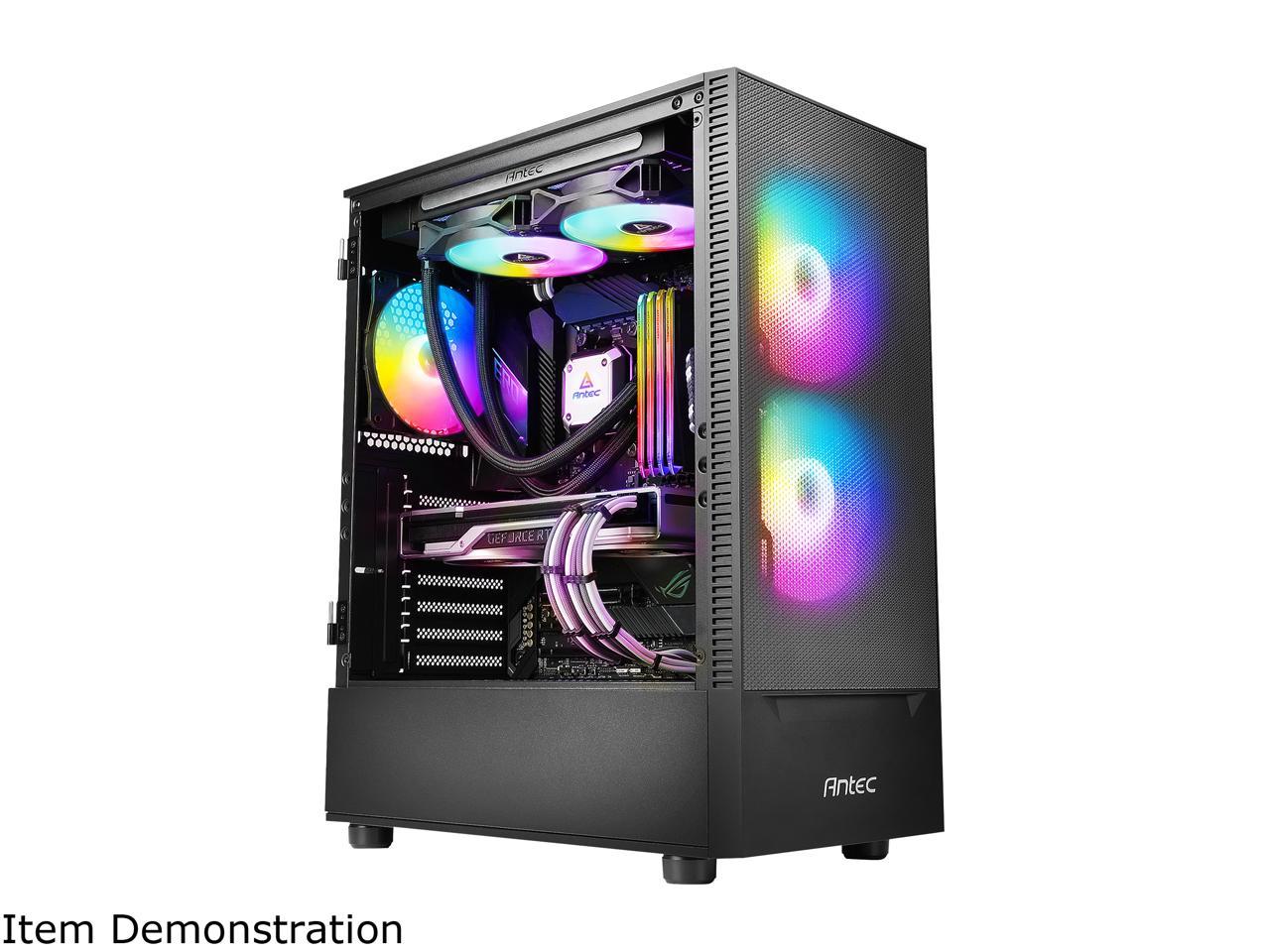 Antec NX Series NX410, 2 x 140mm & 1 x 120mm ARGB Fans Included, 360mm Radiator Support, Mesh Front Panel & Swing-Open Tempered Glass Side Panel ATX Mid-Tower Gaming Case 2