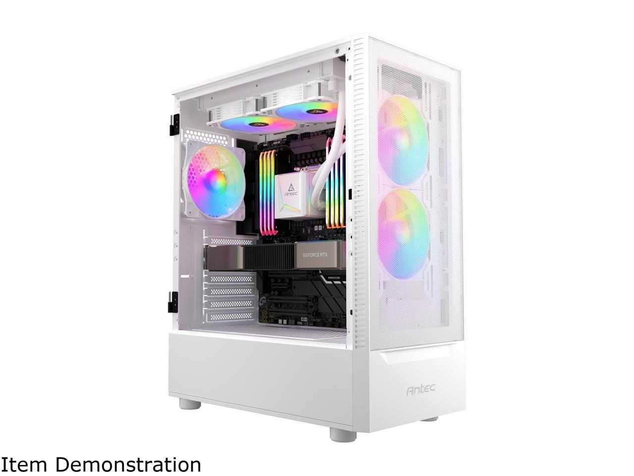 Antec NX Series NX410 White, 2 x 140mm & 1 x 120mm ARGB Fans Included, 360mm Radiator Support, Mesh Front Panel & Swing-Open Tempered Glass Side Panel ATX Mid-Tower Gaming Case 2