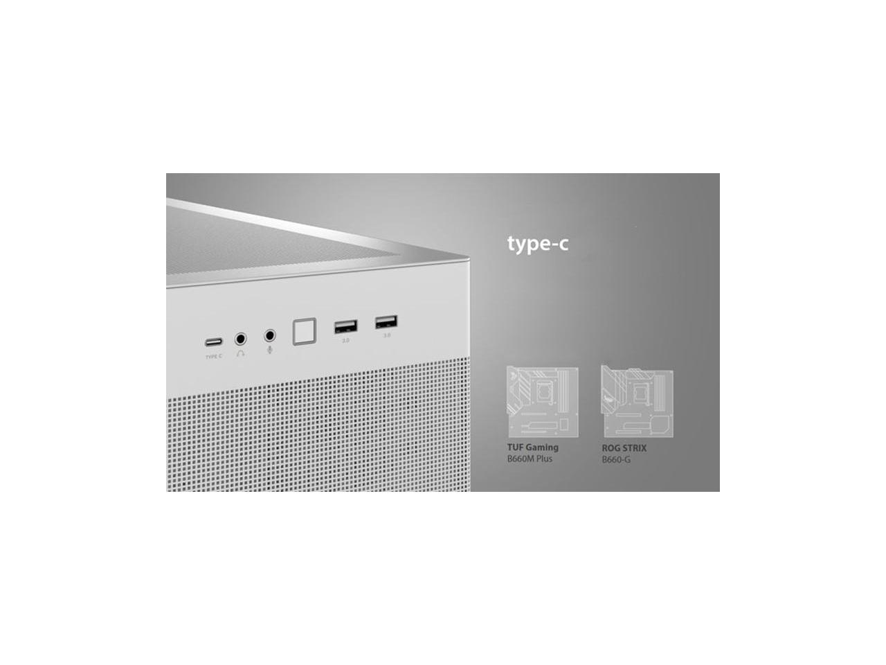 ASUS AP201 Type-C Airflow-focused Micro-ATX,Mini-ITX Computer Case, Support 360/280 Liquid Cooling White 4