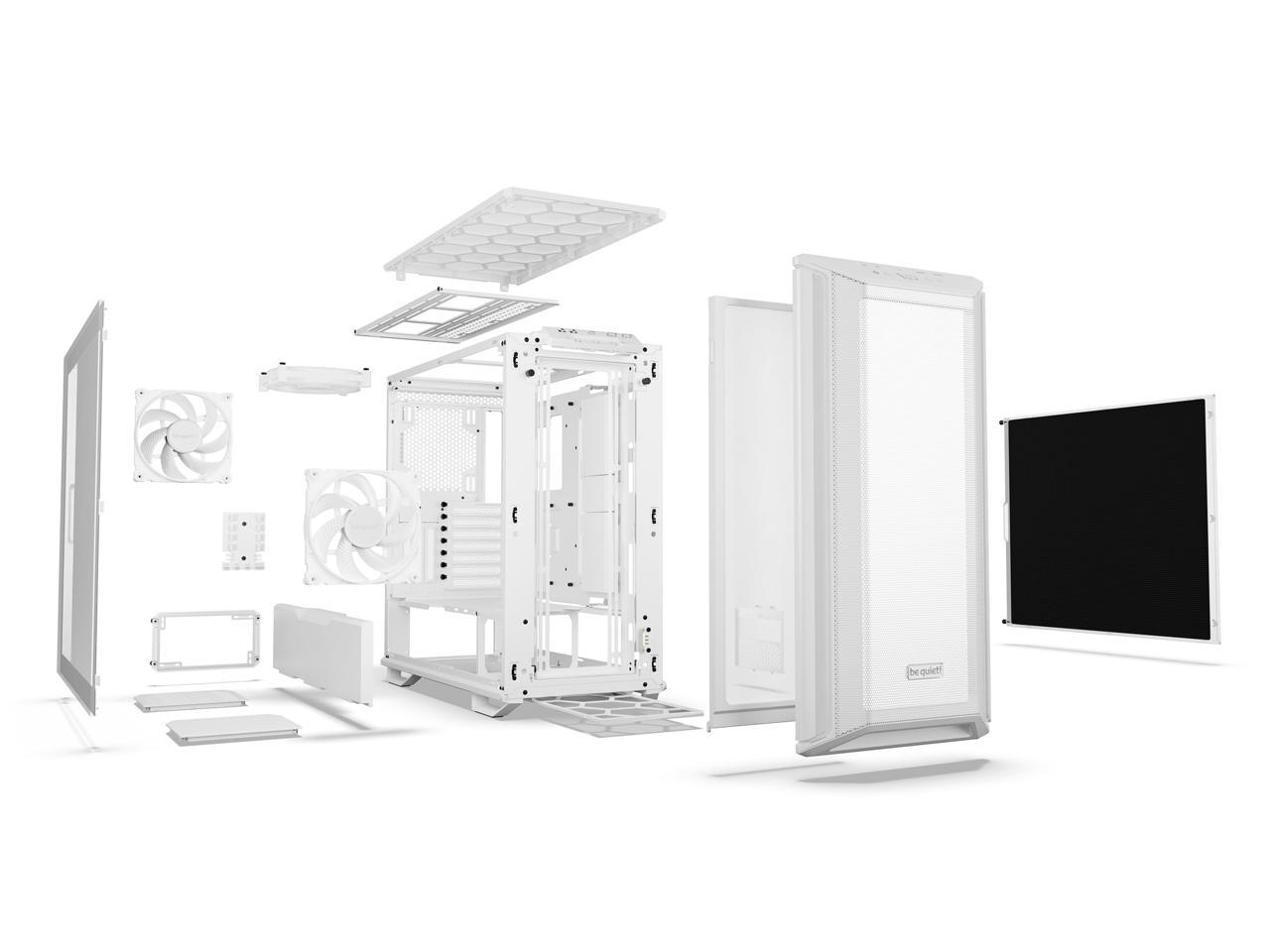 be quiet! Dark Base 701 Mid Tower PC Case | Mesh Front | Airflow Optimized | 3 Pre-Installed Silent Wings 4 Fans | ARGB Lighting with Controller | Tempered Glass | PWM and ARGB Hub | White 4