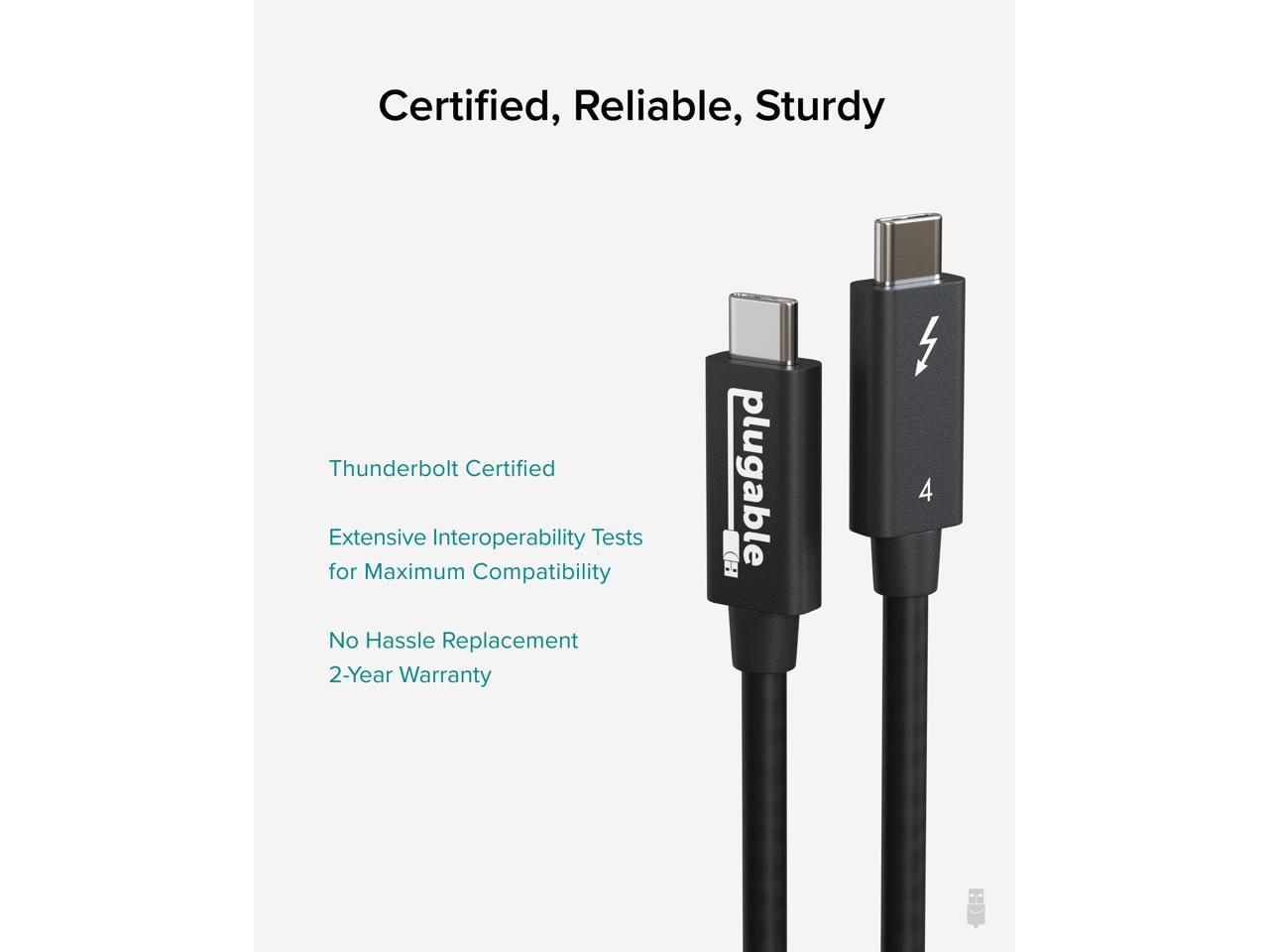 Plugable Thunderbolt 4 Cable [Thunderbolt Certified] 3.3ft USB4 Cable with 100W Charging, Single 8K or Dual 4K Displays, 40Gbps Data Transfer, Compatible with Thunderbolt, USB4, USB-C - Driverless 5