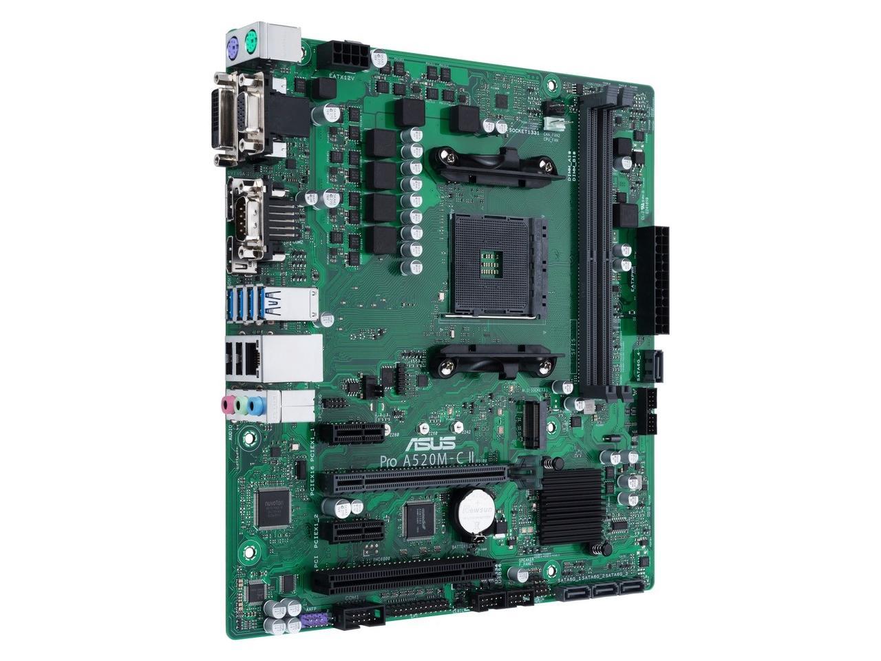 Asus A520M-C II/CSM Desktop Motherboard - AMD Chipset - Socket AM4 - Micro ATX - Ryzen 3, Ryzen 5, Ryzen 7, Ryzen 9, Ryzen 3 PRO, Ryzen 5 Pro, Ryzen 7 PRO, Ryzen 9 PRO Processor Supported DDR4 SDRAM M 3