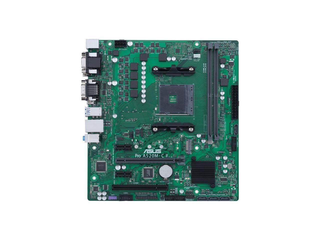 Asus A520M-C II/CSM Desktop Motherboard - AMD Chipset - Socket AM4 - Micro ATX - Ryzen 3, Ryzen 5, Ryzen 7, Ryzen 9, Ryzen 3 PRO, Ryzen 5 Pro, Ryzen 7 PRO, Ryzen 9 PRO Processor Supported DDR4 SDRAM M 1