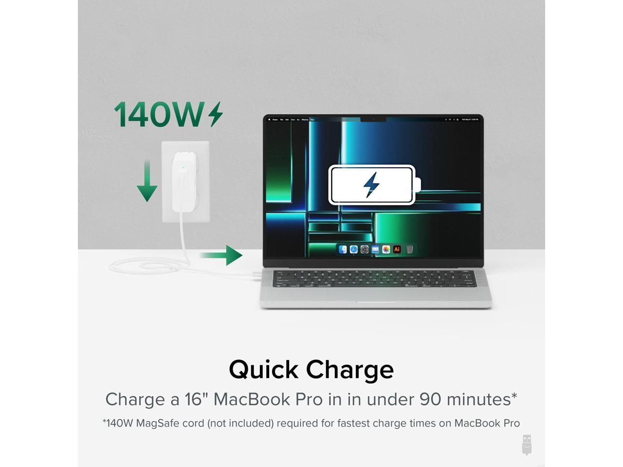 Plugable 140W USB C Charger, GaN Wall Charger for Laptop, PD 3.1 (EPR) Power Adapter is Compatible with USB-C MacBook Pro, Macbook Air iPad Pro, Surface and USB-C Devices, Compact and Portable Charger 4